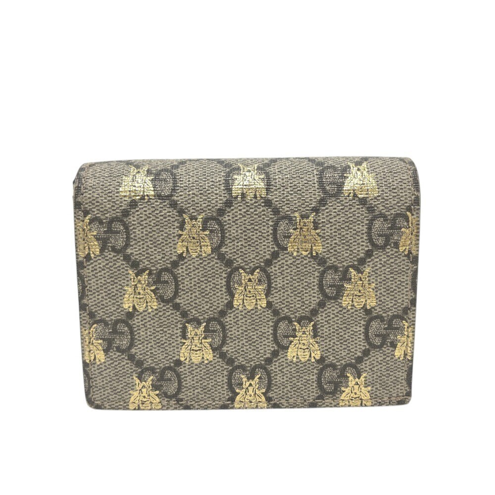 GUCCI 508757 GG Supreme Compact Wallet, Bi-fold Canvas, Women's, Brown